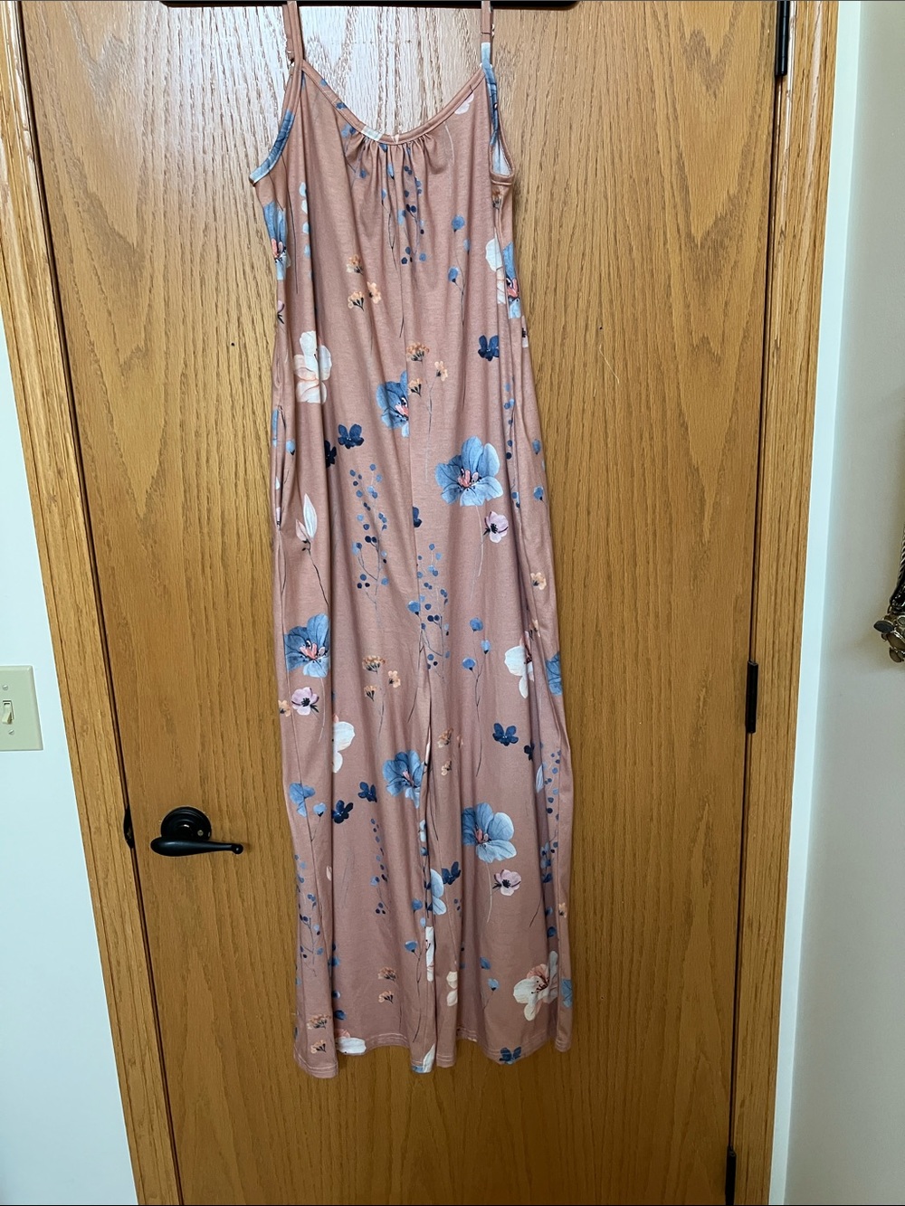 SHEIN Mauve Floral Wide Leg Jumpsuit